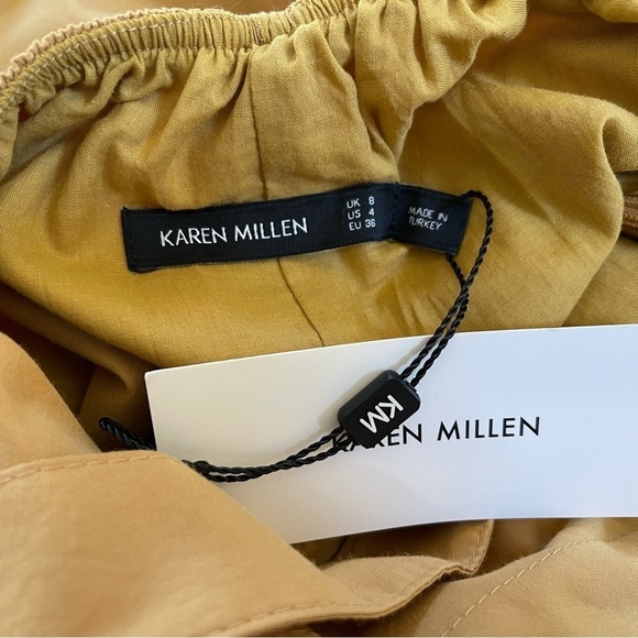 Karen Millen Dress Polished Cotton Cutout Midi Sleeveless Chic Tan Neutral NWT 4 - Picture 13 of 16